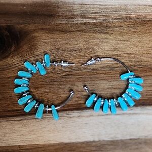 Faux Turquoise Hoop Earrings